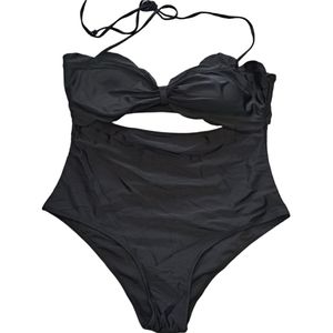 Shein One-Piece Black Cutout Halter Top Swimsuit Plus Size 1XL